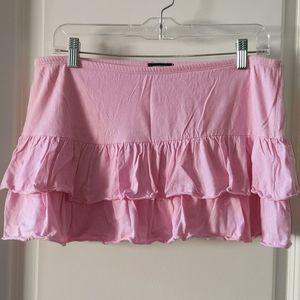 Eyeshadow Pink Ruffle Cotton Mini Skirt L